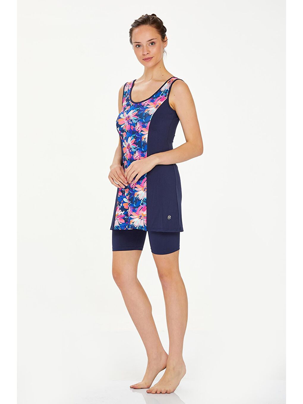 Büyük Beden Şortlu Yarı Kapalı Mayo Tanıa 8316 Koyu Lacivert-3