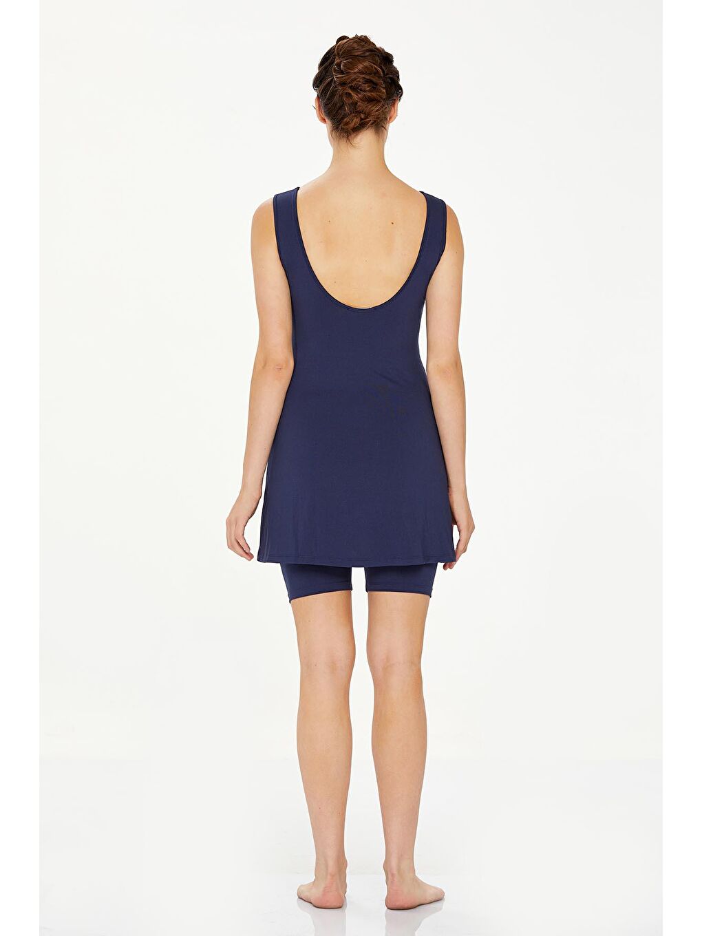 Büyük Beden Şortlu Yarı Kapalı Mayo Tanıa 8316 Koyu Lacivert-4