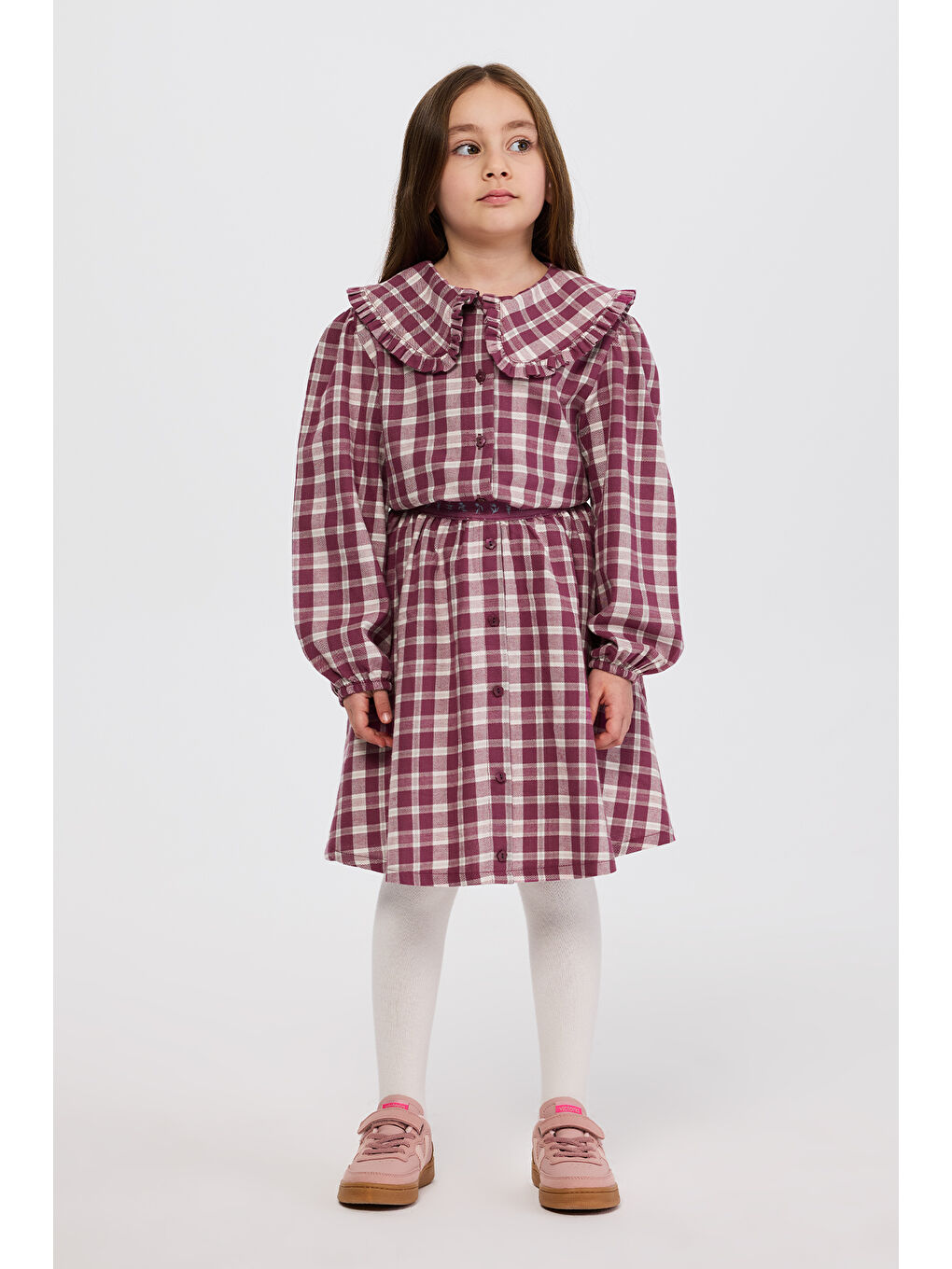 Kız Çocuk Desenli Mürdüm Etek-2