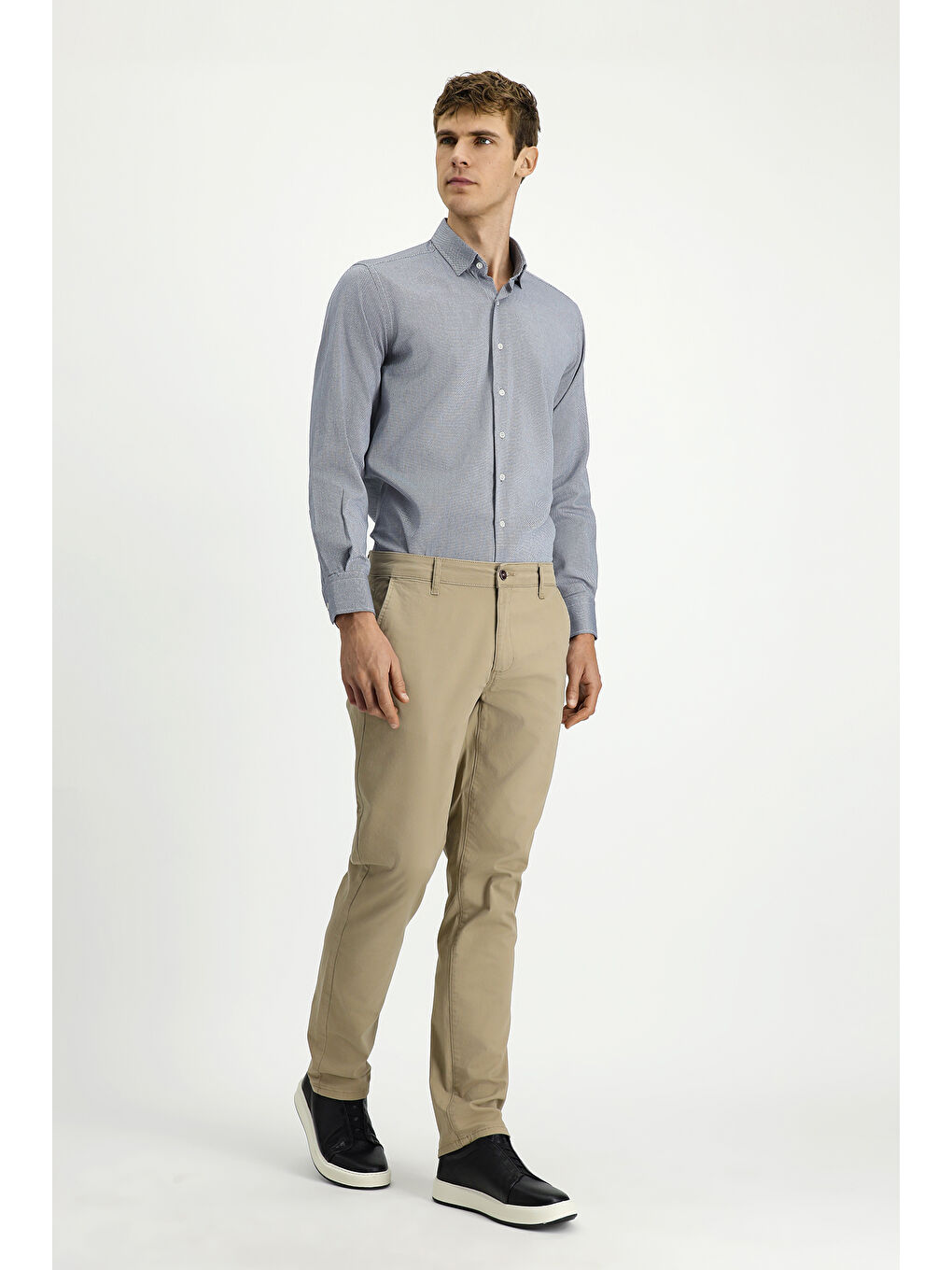 Bej Regular Fit Elastanlı Kanvas / Chino Pantolon-1