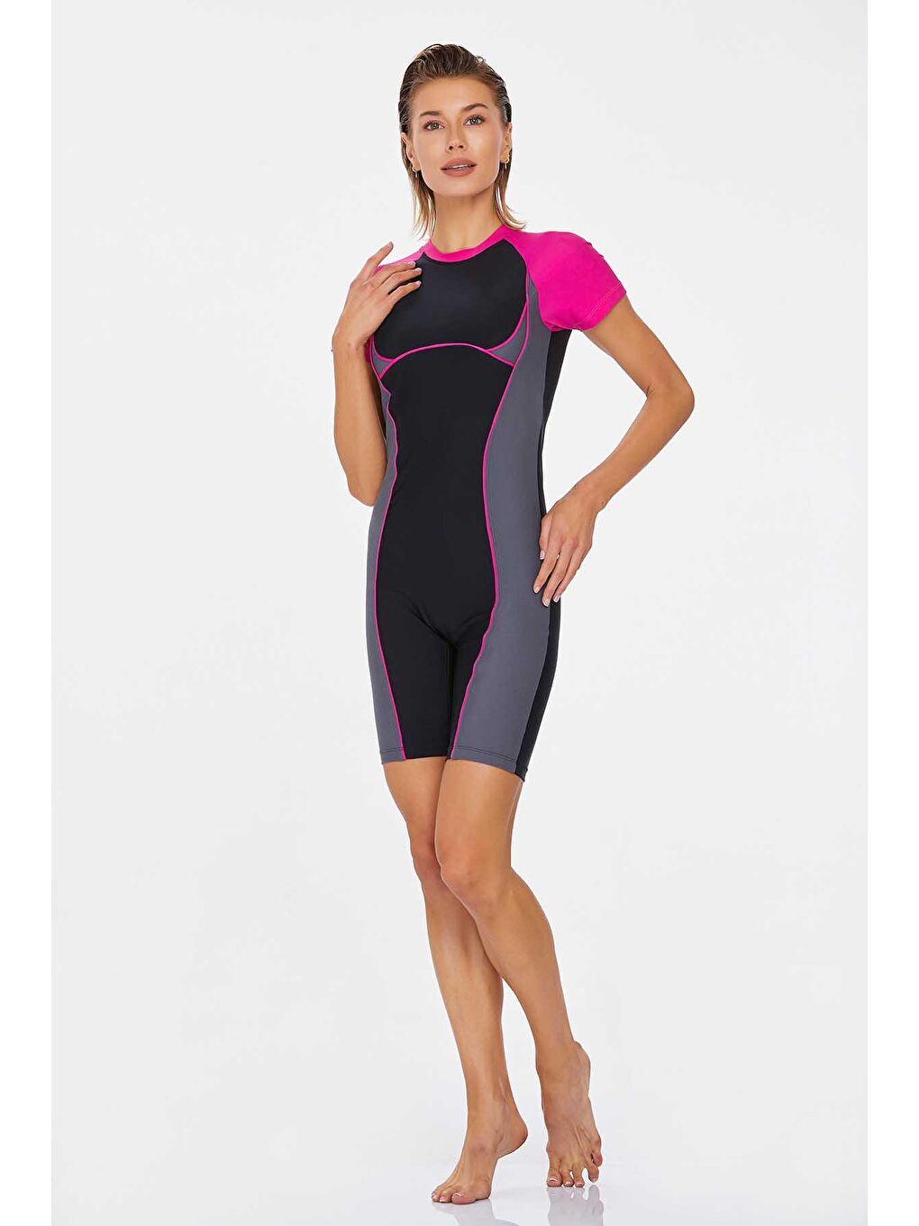 Kısa Kol Yüzücü Mayo Lucy 3511 Siyah-1