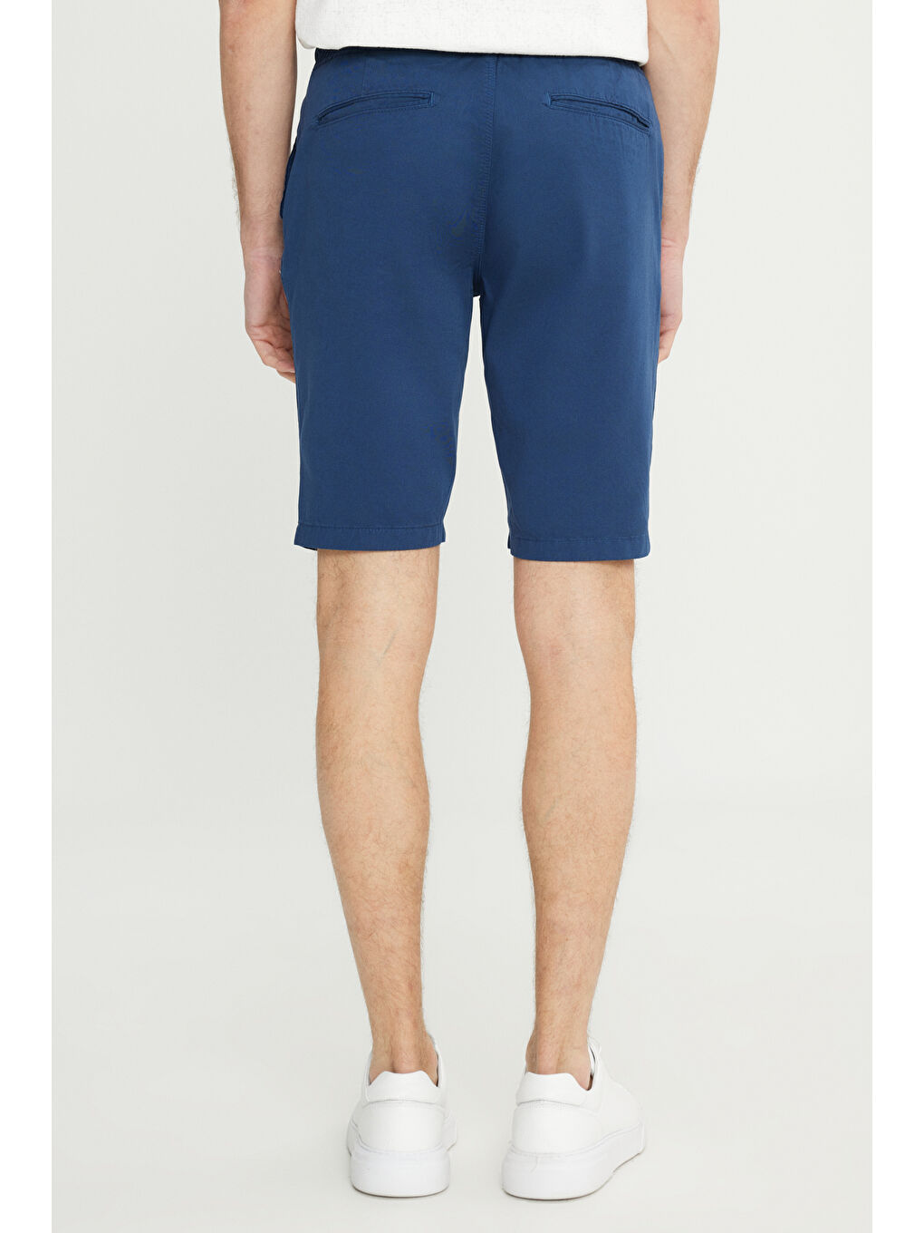 Erkek İndigo Dar Kesim Pamuklu Yan Cepli Şort-4