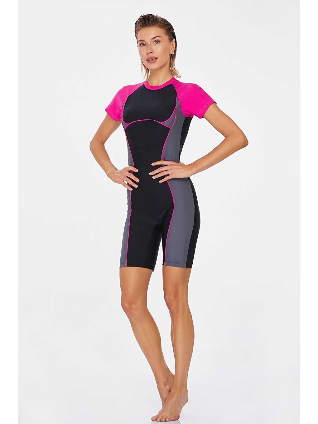 Kısa Kol Yüzücü Mayo Lucy 3511 Siyah-2