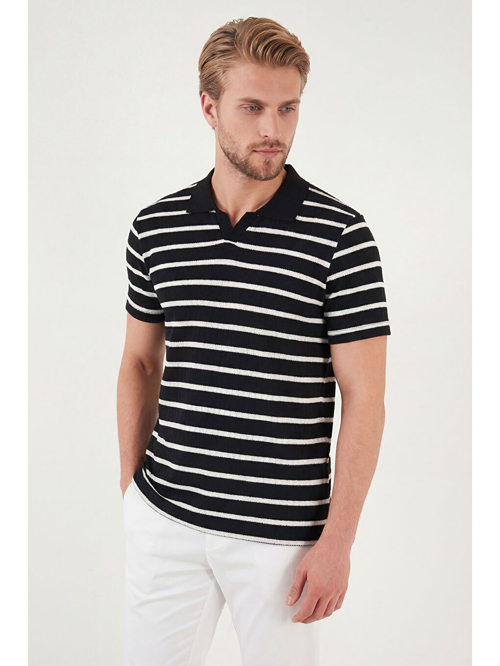 Siyah Pamuklu Regular Fit Polo T Shirt 5904022-1