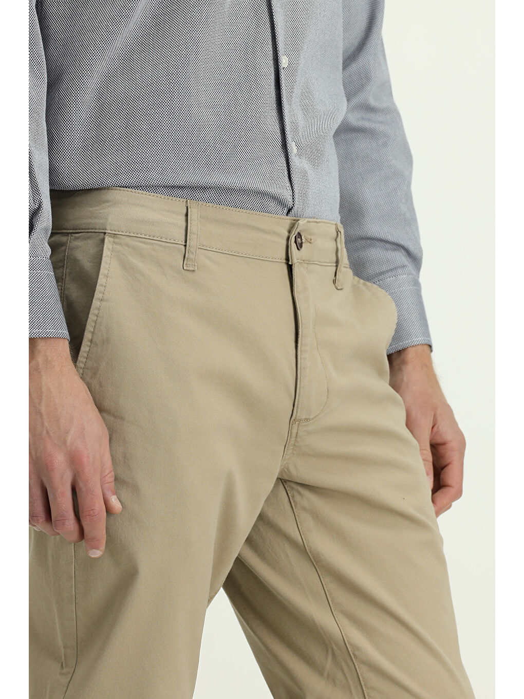 Bej Regular Fit Elastanlı Kanvas / Chino Pantolon-4