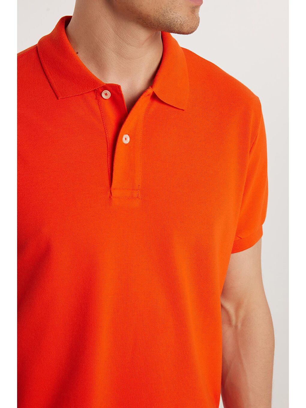 Kırmızı Erkek Slim Fit Dar Kesim %100 Pamuk Nar Polo Yaka Tişört-2