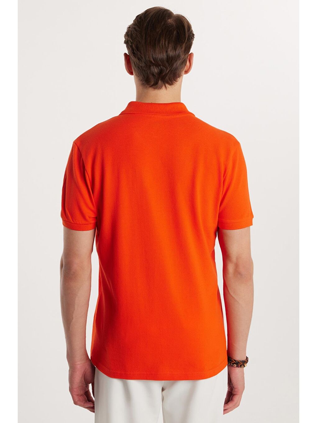 Kırmızı Erkek Slim Fit Dar Kesim %100 Pamuk Nar Polo Yaka Tişört-4