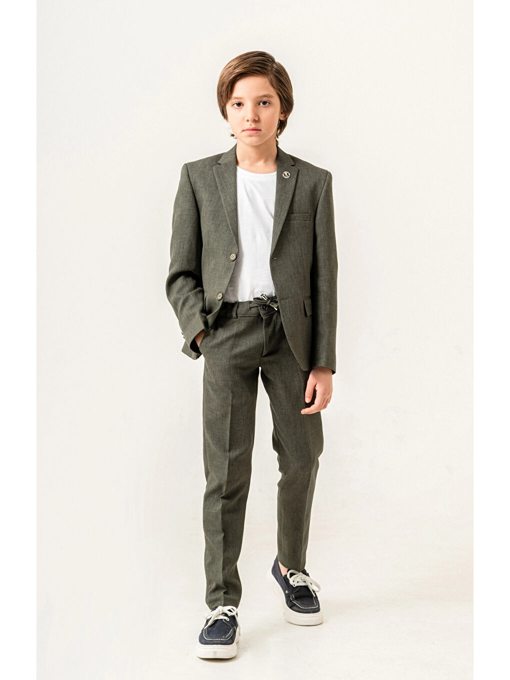 Haki Tişörtlü Ceketli Takım Elbise 4030