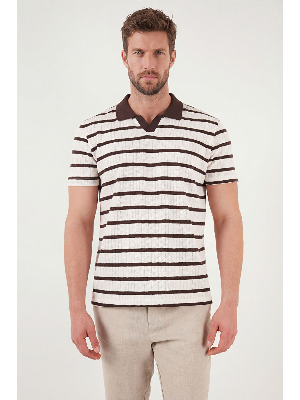 Kahverengi Pamuklu Regular Fit Polo T Shirt 5904022-1