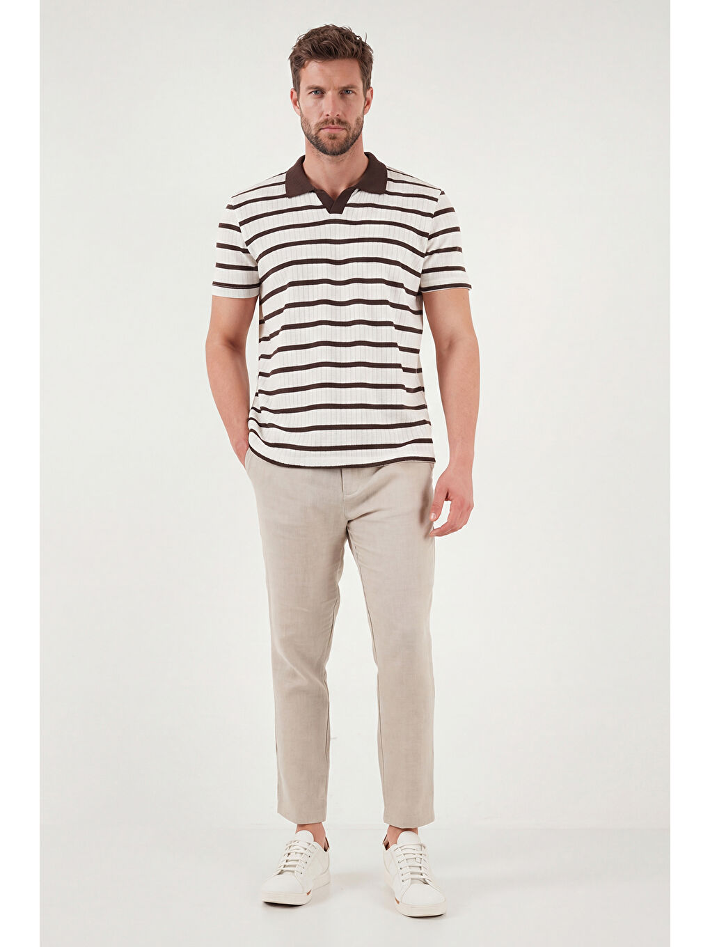 Kahverengi Pamuklu Regular Fit Polo T Shirt 5904022-2