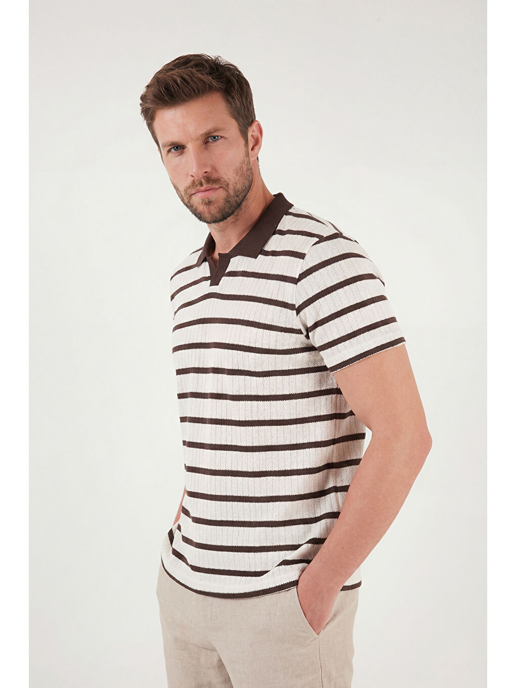 Kahverengi Pamuklu Regular Fit Polo T Shirt 5904022-4
