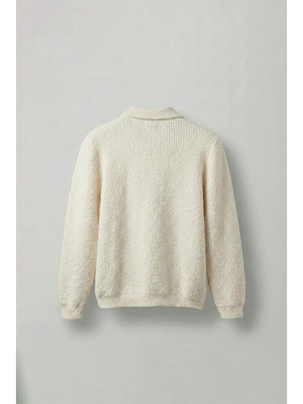 Erkek Relax Fit Düğmeli Dokulu Kazak Bej-3