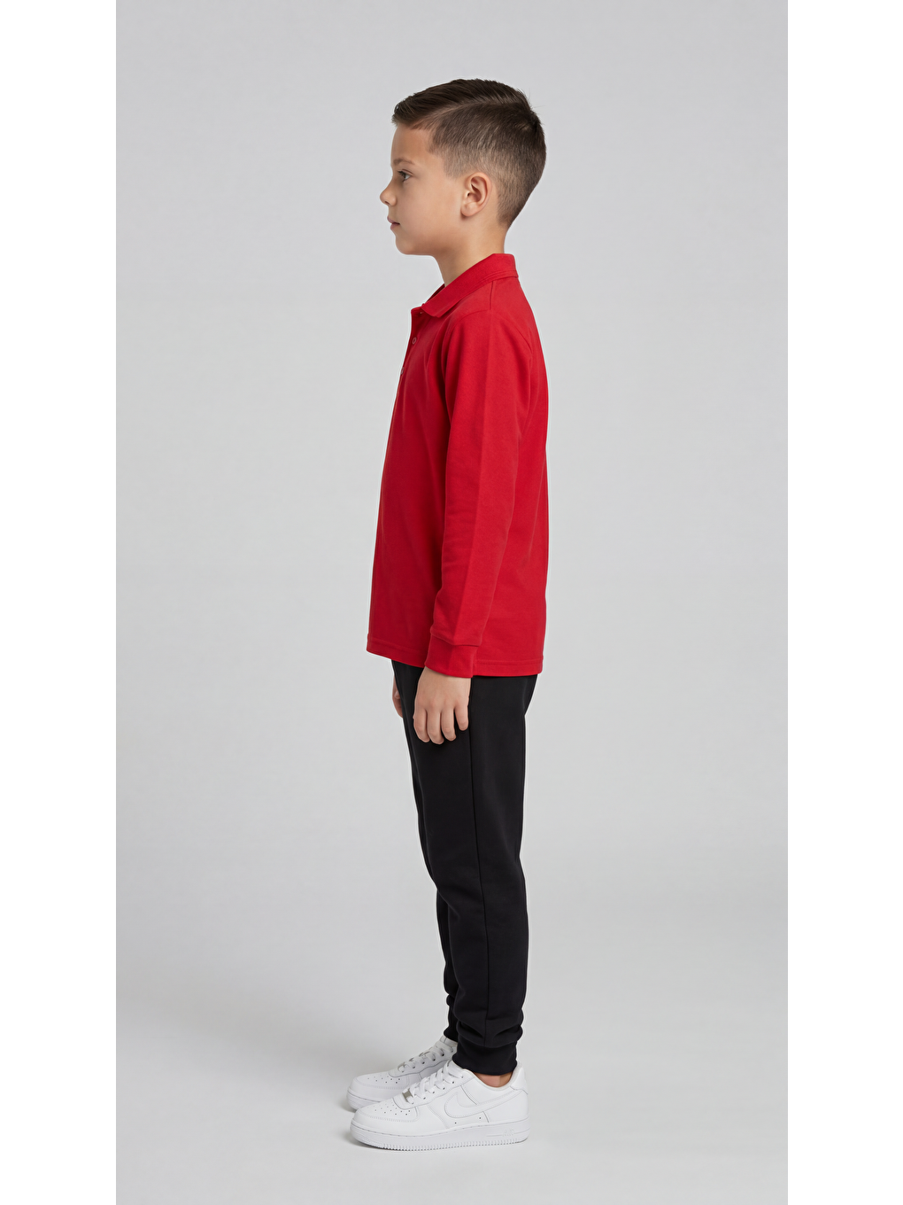 Kırmızı Erkek Çocuk Okul Uzun Kol Polo Yaka Lakost-2