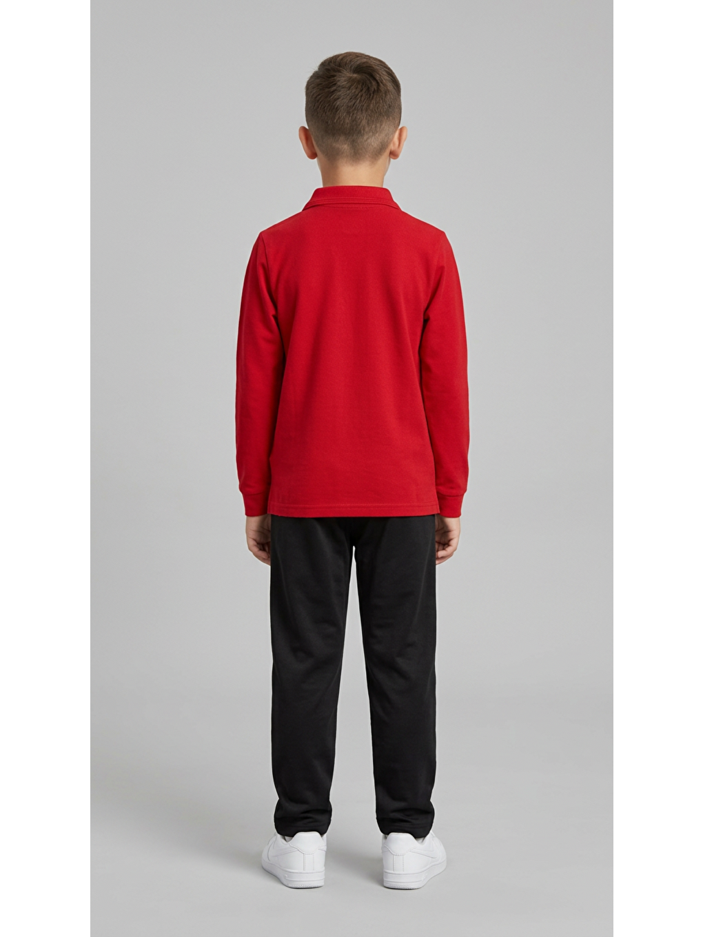 Kırmızı Erkek Çocuk Okul Uzun Kol Polo Yaka Lakost-3
