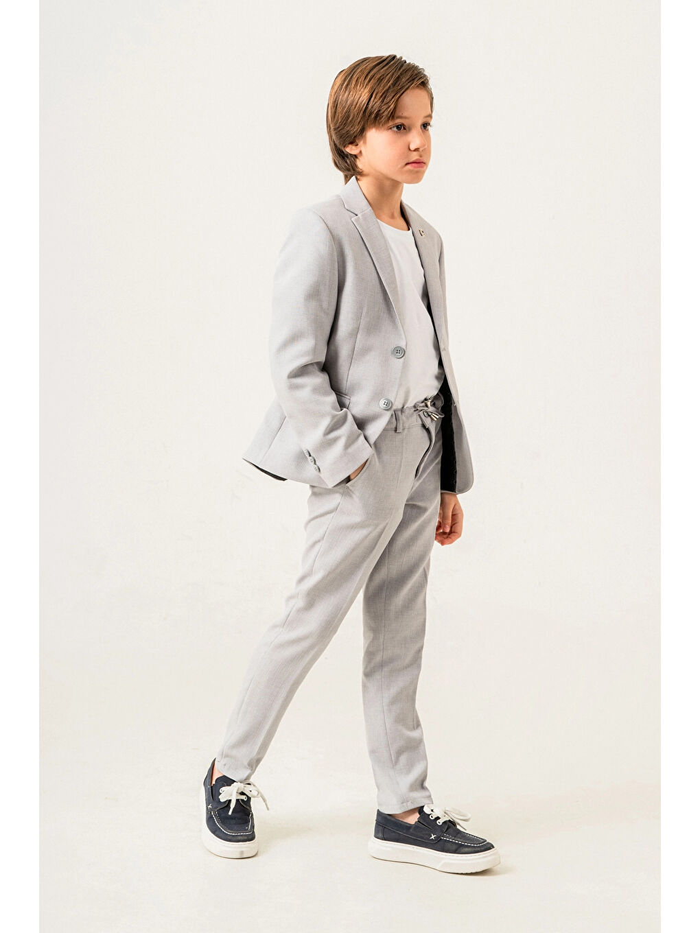 Mavi Tişörtlü Ceketli Takım Elbise 4029-2