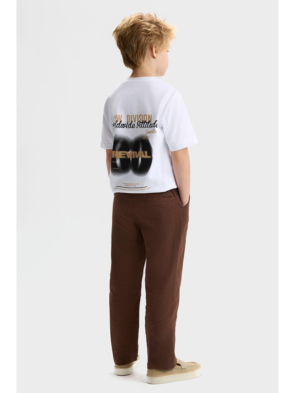 Karışık Erkek Çocuk Pamuklu Kahverengi Ceket Pantolon Ve T-Shirt 3'Lü Takım-4
