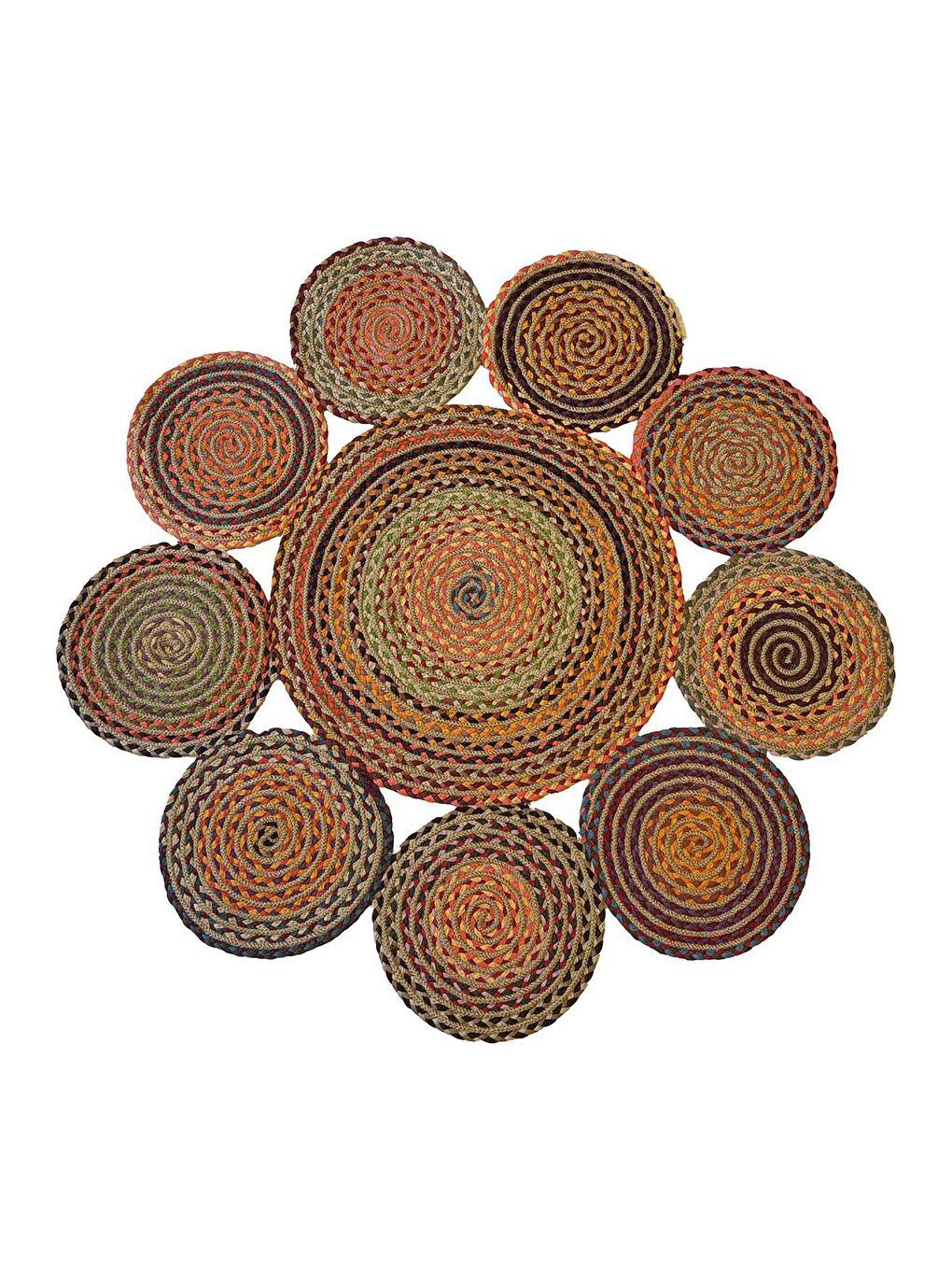 Bej Natural Jüt Halı El Dokuma Hasır Yolluk Bohem Jüt Kilim HMFJUT439 150 x 150 cm