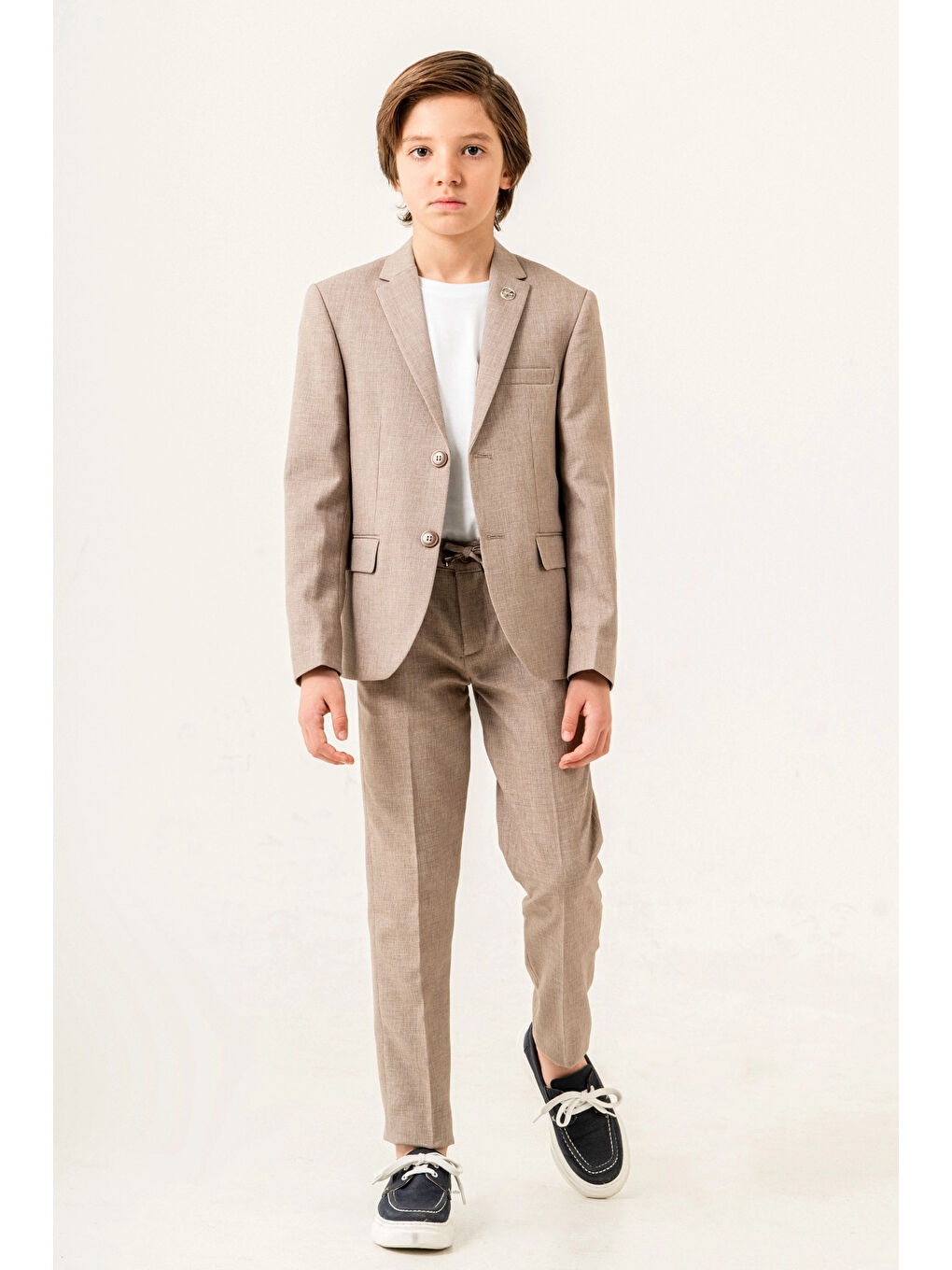 Kahverengi Tişörtlü Ceketli Takım Elbise 4030-1