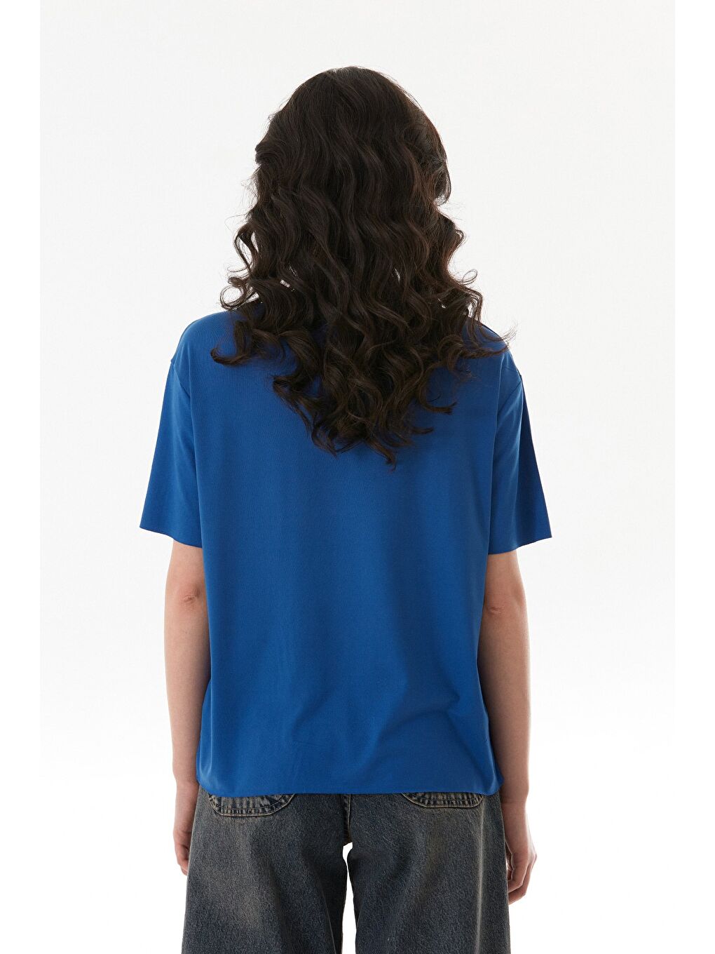 Mavi Basic Bisiklet Yaka Oversize Modal Tişört-2