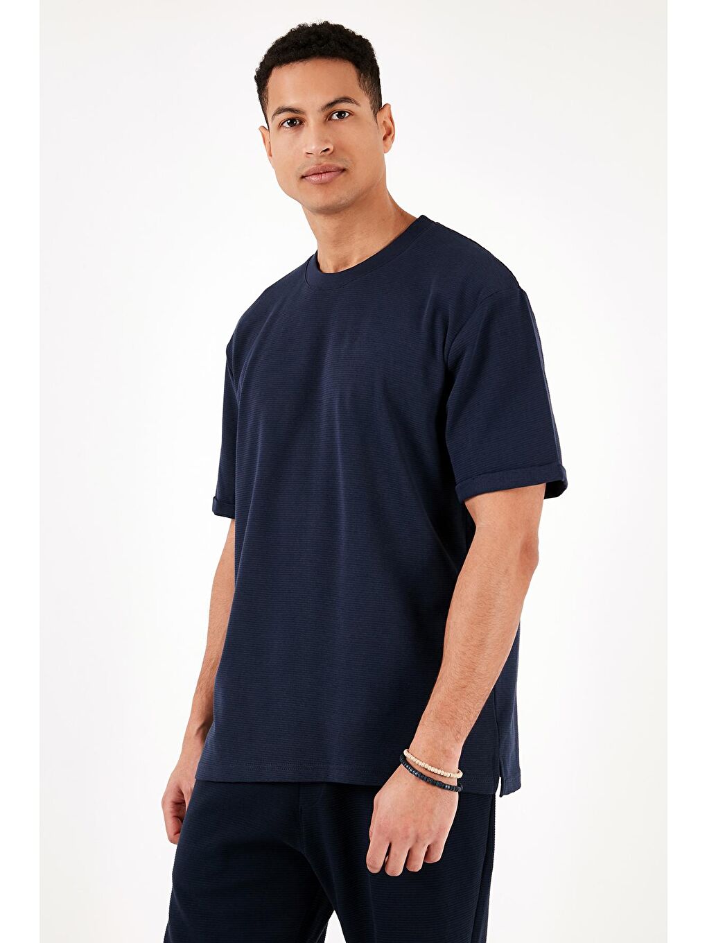 Buratti İndigo Pamuklu Bisiklet Yaka Regular Fit Basic T Shirt 5902731 - 2