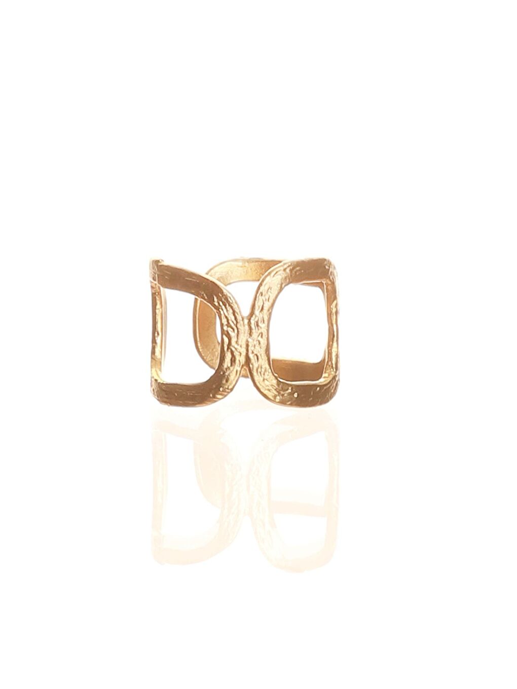 Sarı Kadın Mat Altın Kaplama Dolama Model Dikdörtgen Formlu Tasarım Yüzük