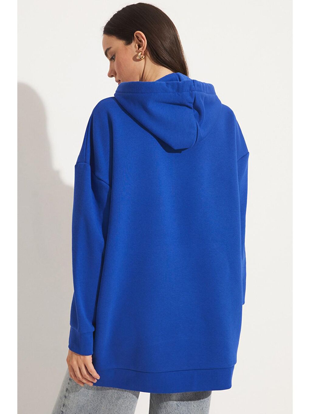 June Saks Basic Kapüşonlu Kalın Hoodie - 3