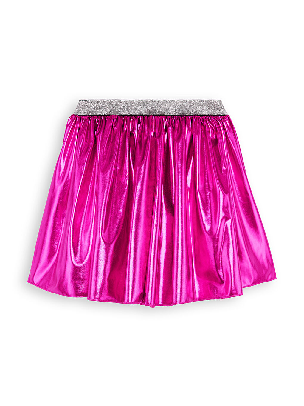 Kız Çocuk Koyu Pembe Metalik Parlak Etek-2