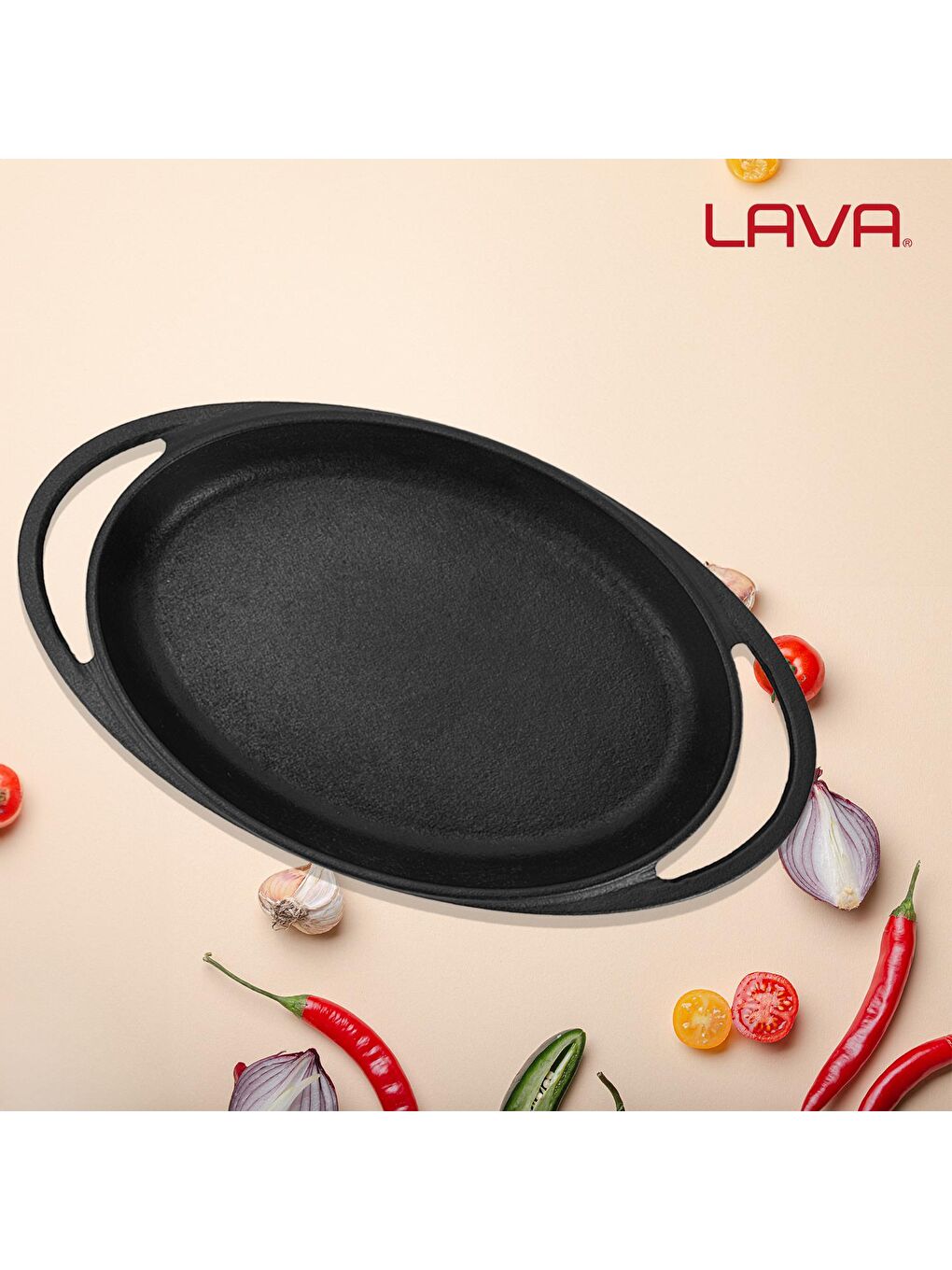 Siyah Oval Sahan Döküm Demir Yekpare Çift Kulplu Ölçü 15x10cm.-5