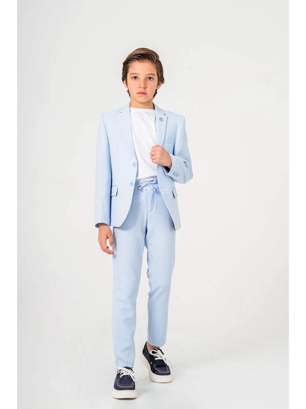 Turkuaz Tişörtlü Ceketli Takım Elbise 4026-2