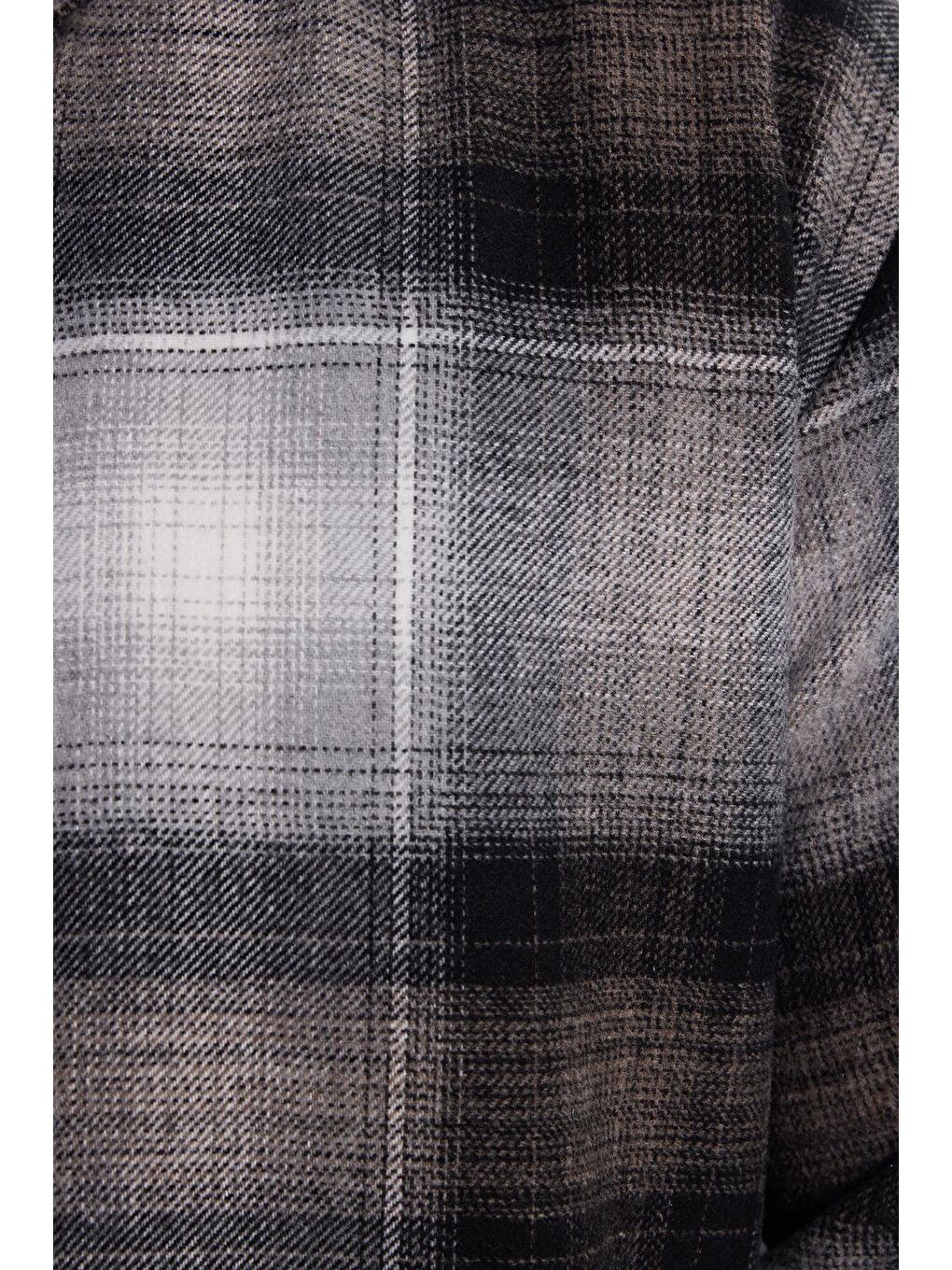 Gri Erkek Relax Fit Rahat Kesim Kışlık Kareli Oduncu Gömlek-4