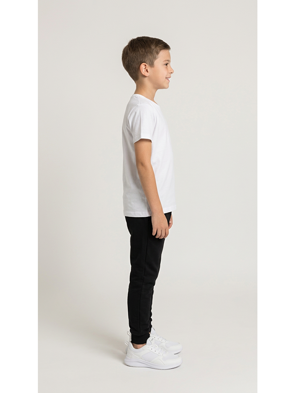 Beyaz Basic Kısa Kol Erkek Çocuk T-Shirt-2