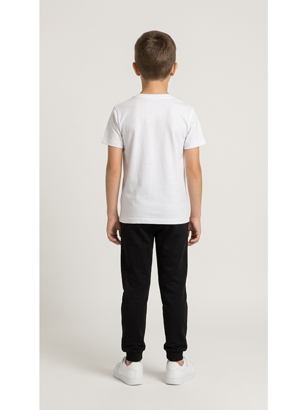 Beyaz Basic Kısa Kol Erkek Çocuk T-Shirt-3