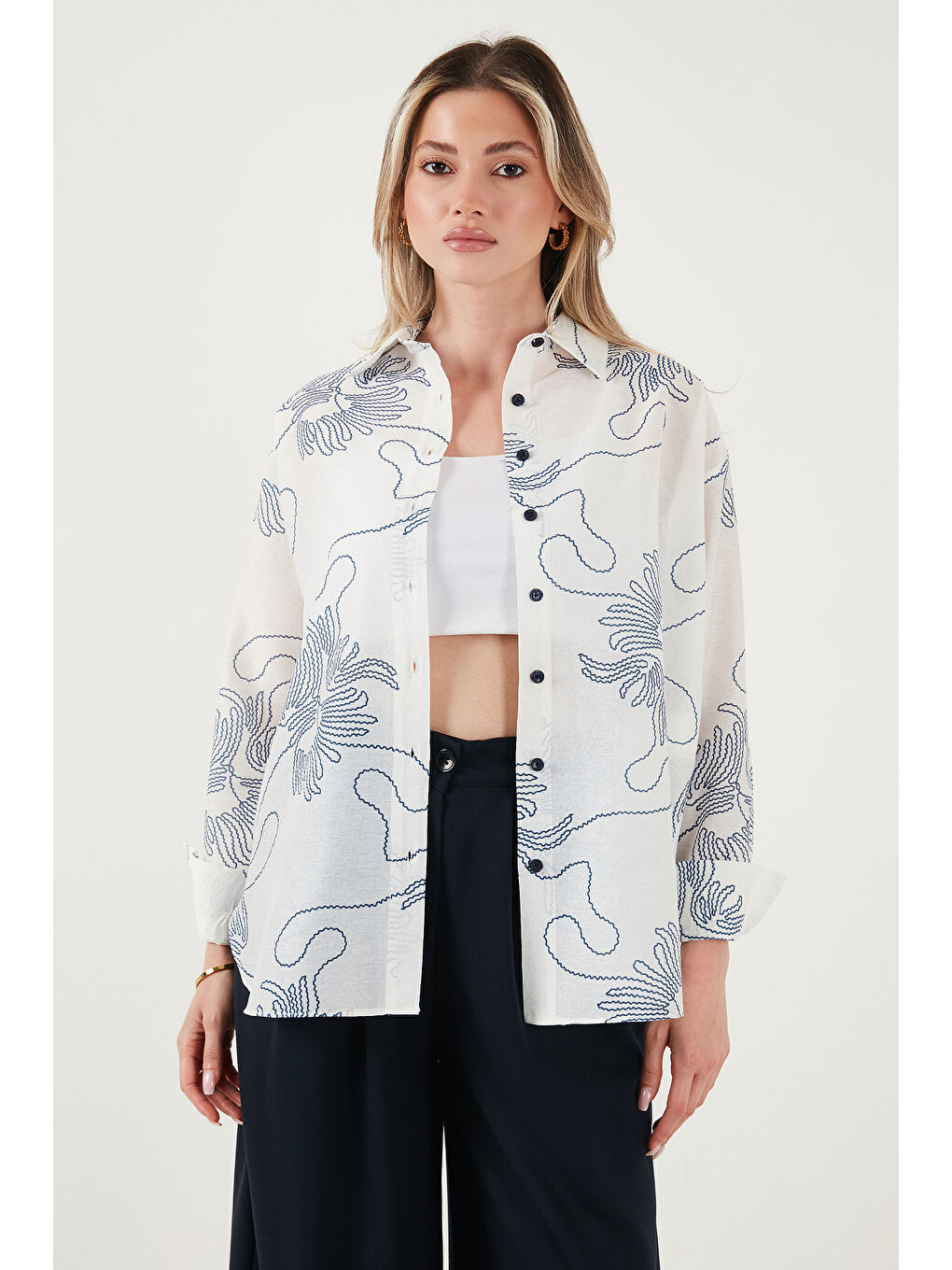 Bej Desenli Regular Fit Uzun Kollu Gömlek 6773200-1