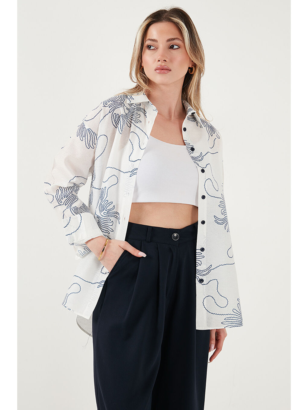 Bej Desenli Regular Fit Uzun Kollu Gömlek 6773200-4