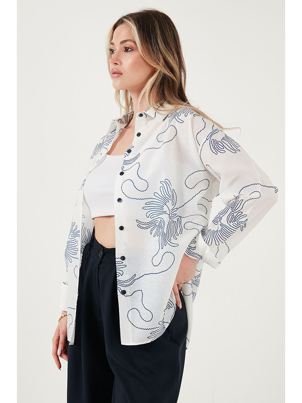 Bej Desenli Regular Fit Uzun Kollu Gömlek 6773200-5