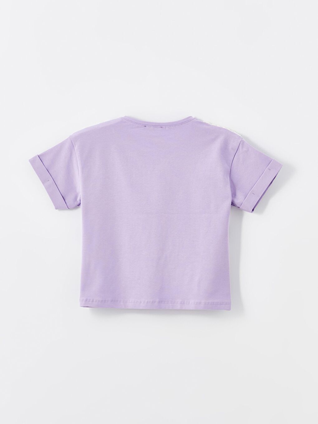 Lila Kız Çocuk Püsküllü Cepli Tişört-2