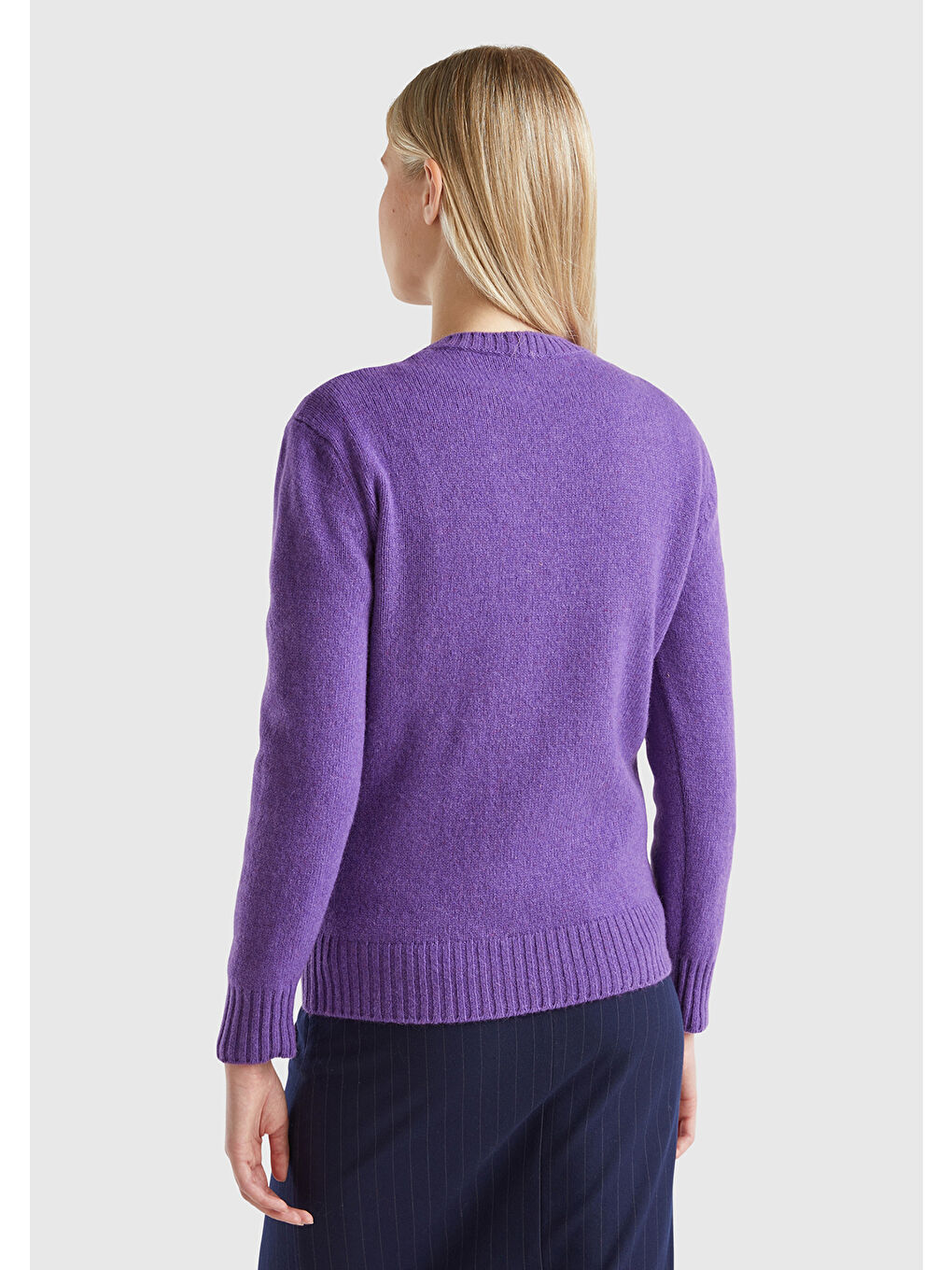 Kadın Mor Bisiklet Yaka Shetland Kazak-1