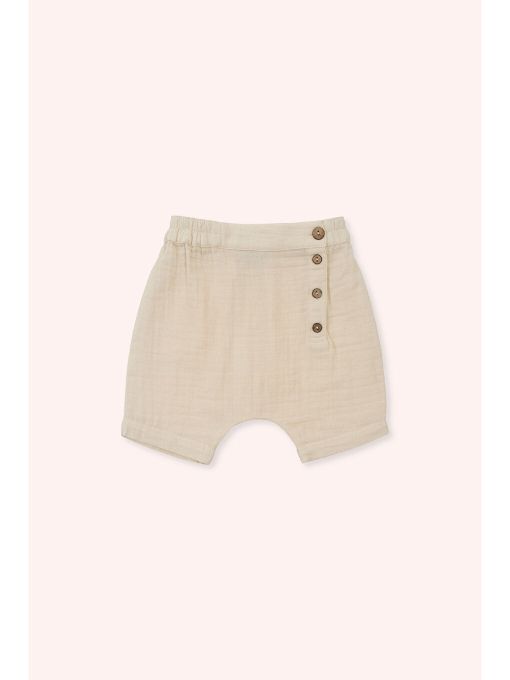 Bej Yenidoğan Düğme Detaylı Beli Lastikli Şort