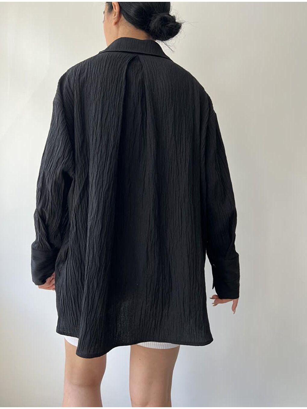 Mai Durres Siyah Oversize Gömlek-2
