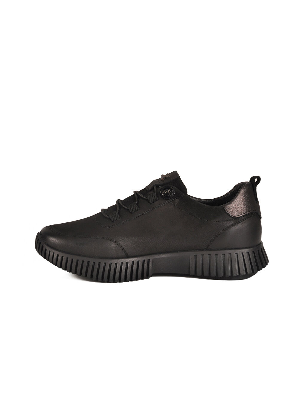 Siyah Nubuk Hakiki Deri Kadın Casual Ayakkabı 25405003K Z-1