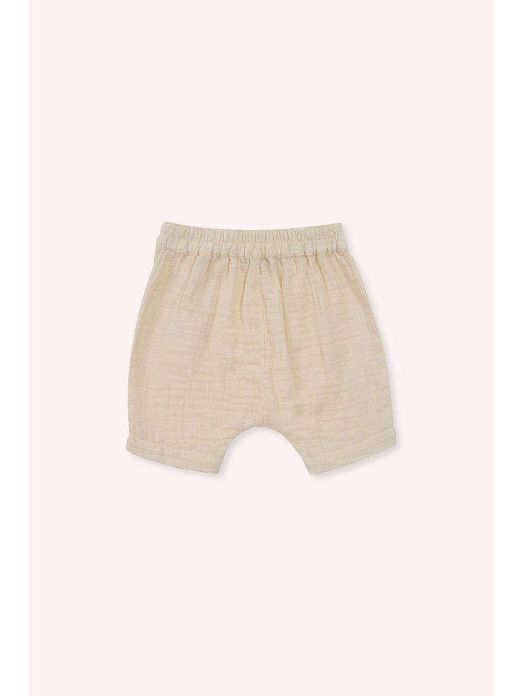 Bej Yenidoğan Düğme Detaylı Beli Lastikli Şort-2