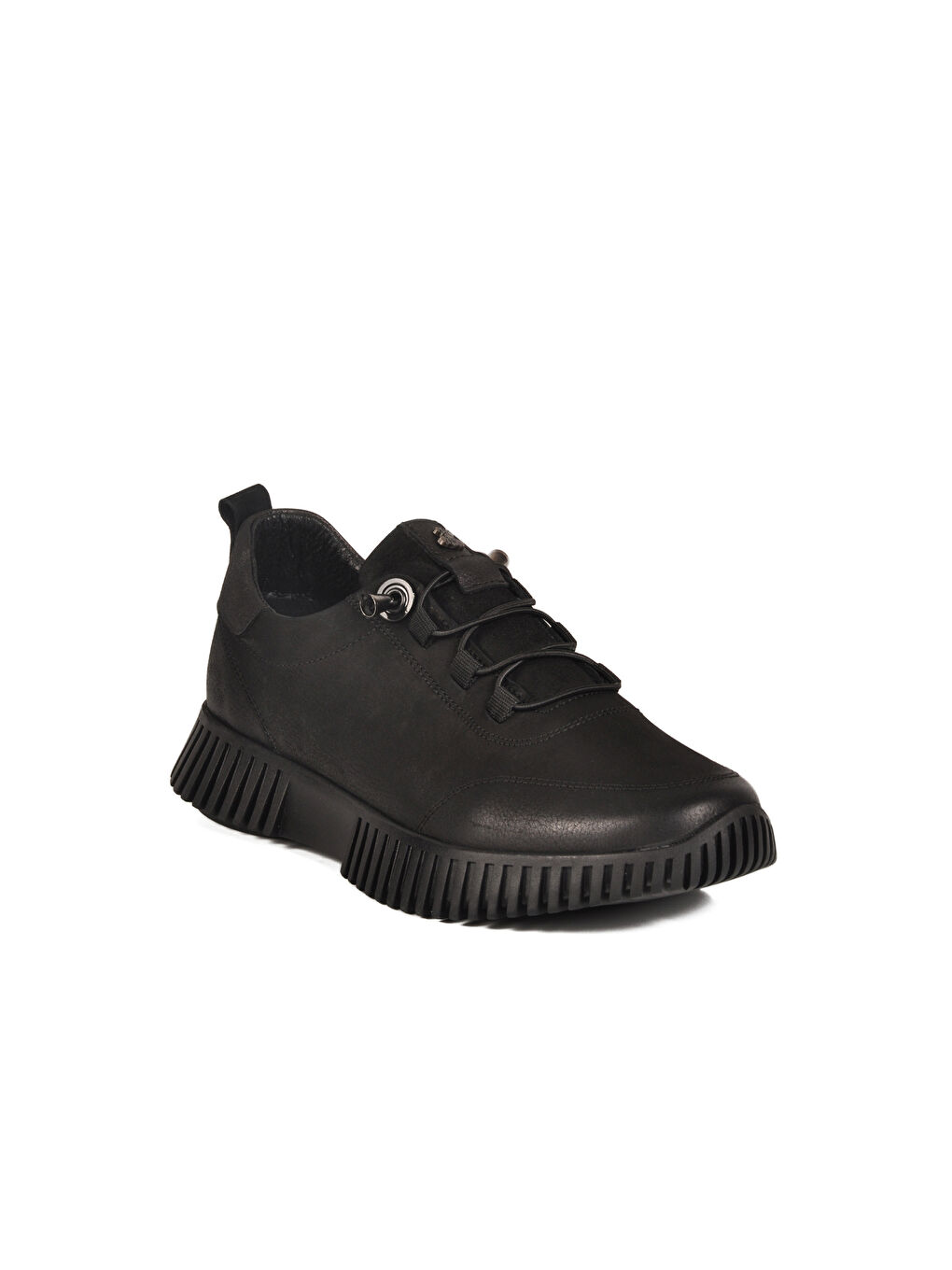 Siyah Nubuk Hakiki Deri Kadın Casual Ayakkabı 25405003K Z-2