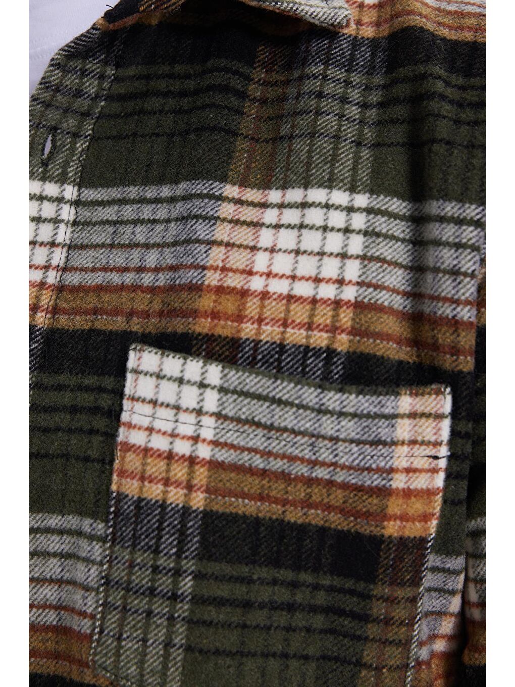 Haki Erkek Regular Fit Rahat Kesim Kışlık Kareli Oduncu Gömlek-4