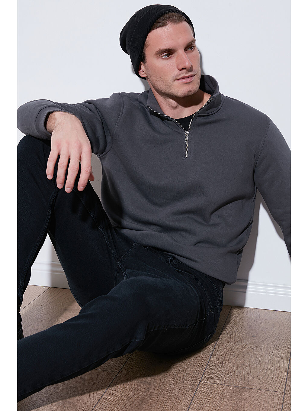 Lacivert Pamuklu Regular Fit Dik Yaka 2'li Paket Sweat 59052592S2-1