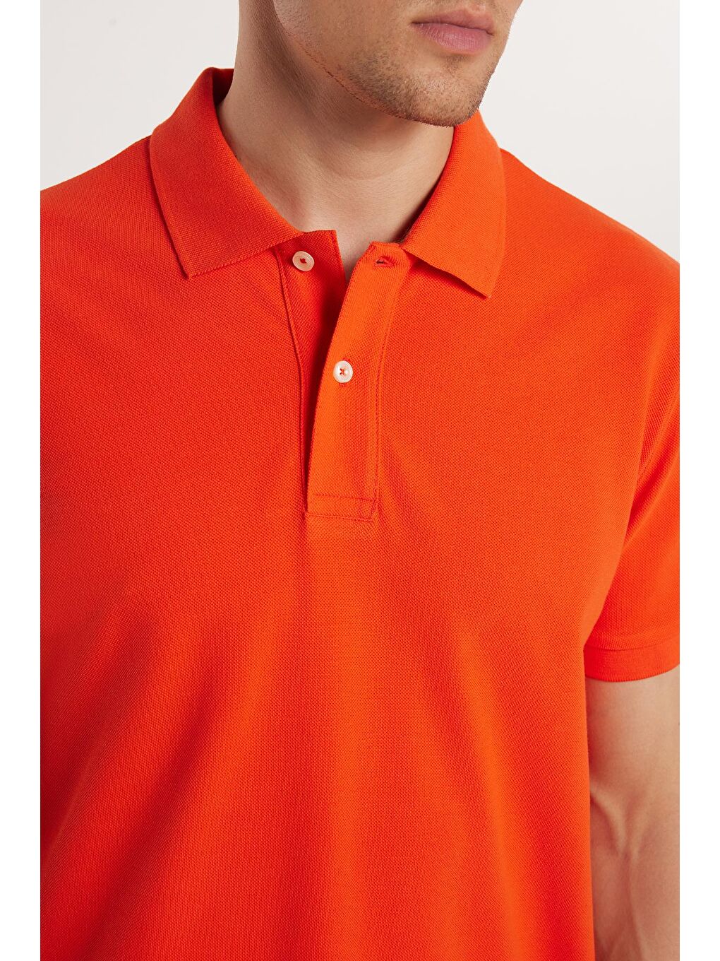 Erkek Slim Fit Dar Kesim %100 Pamuk Mercan Polo Yaka Tişört-2