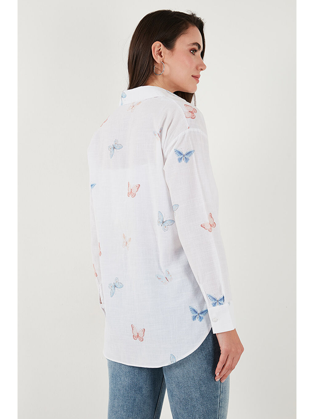 Ekru Pamuk ve Keten Karışımlı Regular Fit Desenli Gömlek 6773195-6