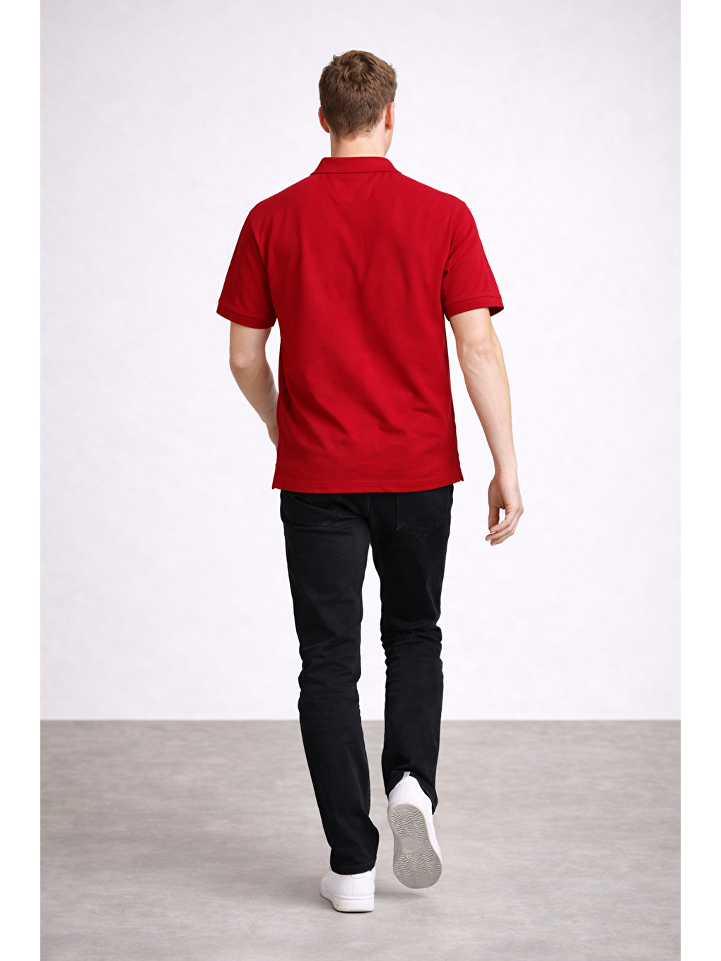 Erkek Pamuklu Salaş Kırmızı Polo Yaka Tişört-5