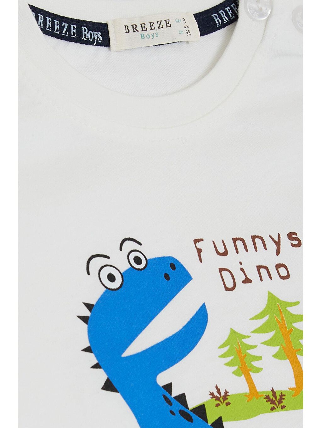 Erkek Çocuk Tişört Orman Temalı Komik Dinozorlar Baskılı Ekru (2-6 Yaş)-2