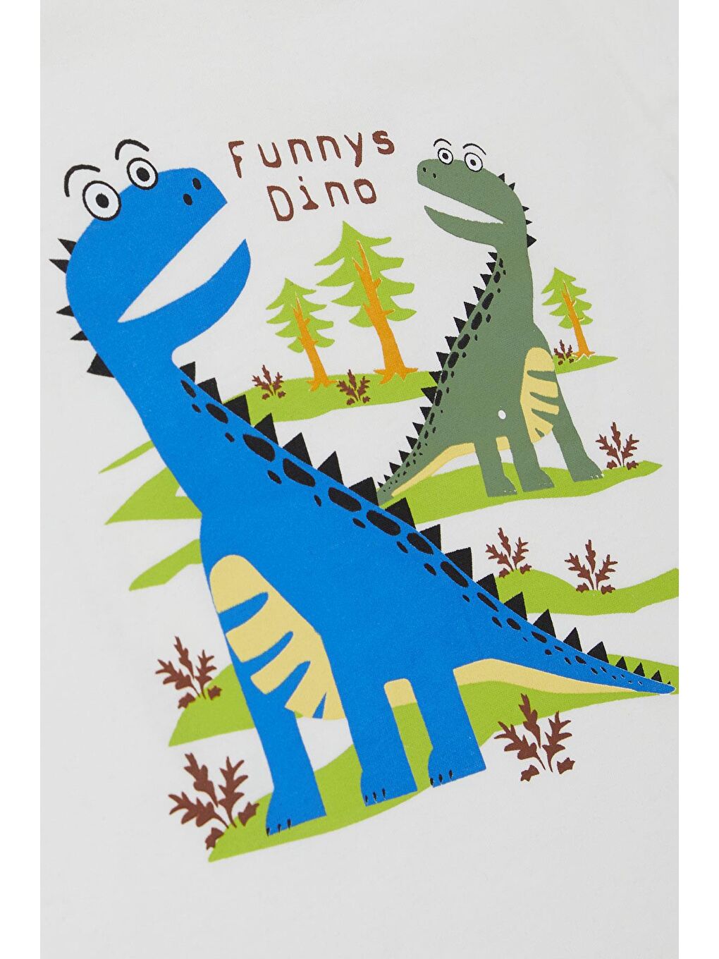 Erkek Çocuk Tişört Orman Temalı Komik Dinozorlar Baskılı Ekru (2-6 Yaş)-3