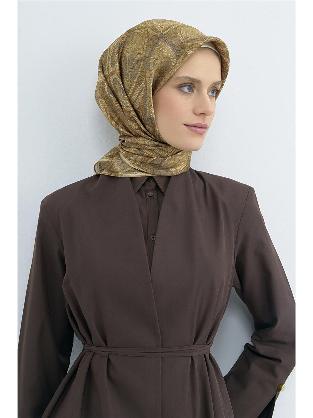 Sarı Saf İpek Sura Eşarp 9540D 05-1